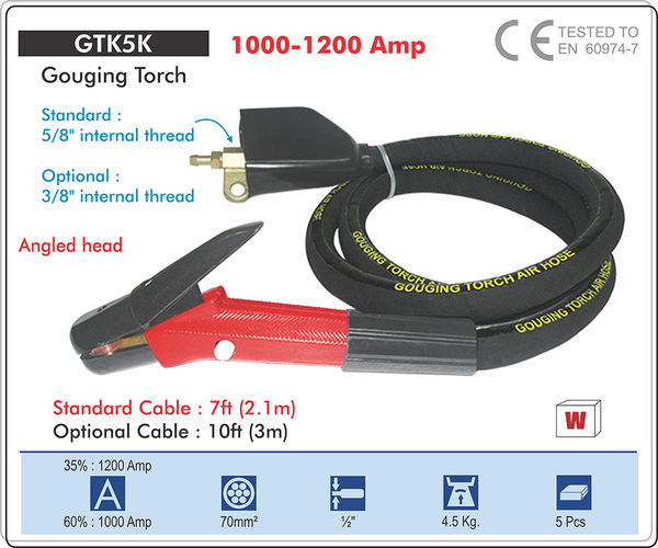 Gouging Torch 1000-1200 Amp Angle Headed GTK5K